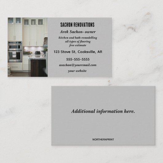 Editable Kitchen Renovations Visitenkarte (Vorne/Hinten)