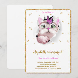 Editable Kitten Birthday Einladung