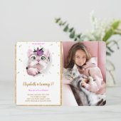 Editable Kitten Birthday Foto Einladung (Stehend Vorderseite)