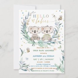 Editable Koala Twin Boy Shower Einladung