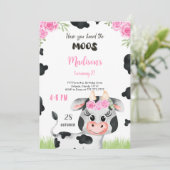 Editable Kuh Birthday Einladung (Stehend Vorderseite)