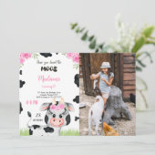 Editable Kuh Birthday Foto Einladung (Stehend Vorderseite)