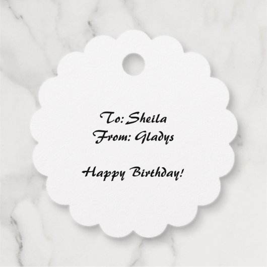 Editable Ladys mit Teebecher Geschenkanhänger (Rückseite)