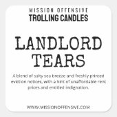 Editable Landlord Spaß Candle Labels Quadratischer Aufkleber (Vorderseite)