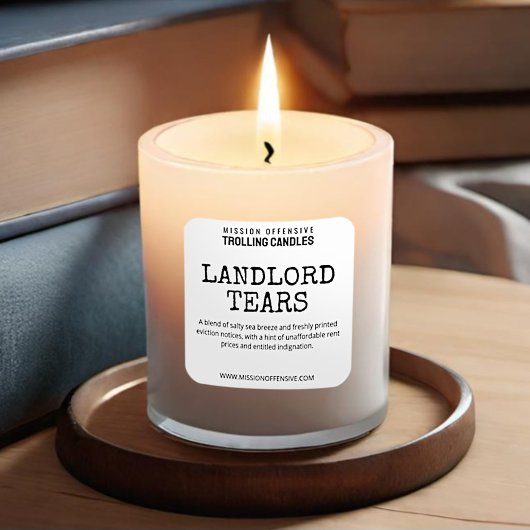 Editable Landlord Spaß Candle Labels Quadratischer Aufkleber
