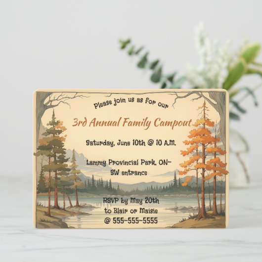 Editable Landscape Lake and Trees Einladung (Stehend Vorderseite)