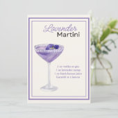 Editable Lavender Martini-Rezept-Karte Menükarte (Stehend Vorderseite)