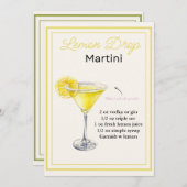Editable Lemon Drop Martini Rezept Card Menükarte (Vorne/Hinten)