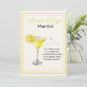 Editable Lemon Drop Martini Rezept Card Menükarte (Stehend Vorderseite)