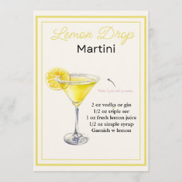 Editable Lemon Drop Martini Rezept Card Menükarte