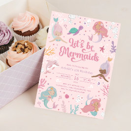 Editable Let's Be Mermaids Birthday Einladung