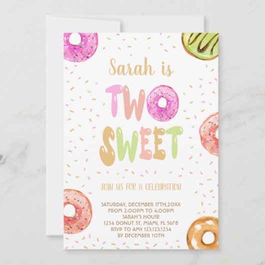 Editable Light Pastell 2. Geburtstag Einladung (Vorderseite)