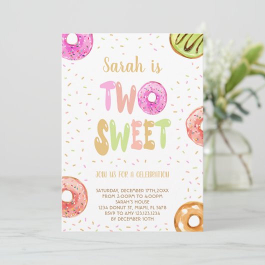 Editable Light Pastell 2. Geburtstag Einladung (Stehend Vorderseite)