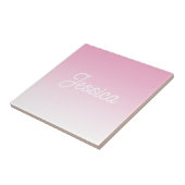 (Editable) Light Pink Color Ombre & Your Text Fliese (Seite)