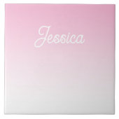 (Editable) Light Pink Color Ombre & Your Text Fliese (Vorderseite)