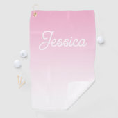 (Editable) Light Pink Color Ombre & Your Text Golfhandtuch (Insitu)