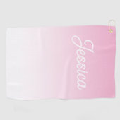 (Editable) Light Pink Color Ombre & Your Text Golfhandtuch (Horizontal)