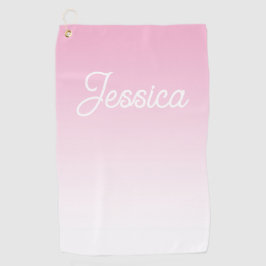 (Editable) Light Pink Color Ombre & Your Text Golfhandtuch