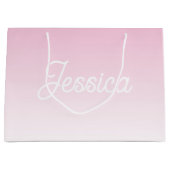 (Editable) Light Pink Color Ombre & Your Text Große Geschenktüte (Vorderseite)