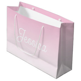(Editable) Light Pink Color Ombre & Your Text Große Geschenktüte