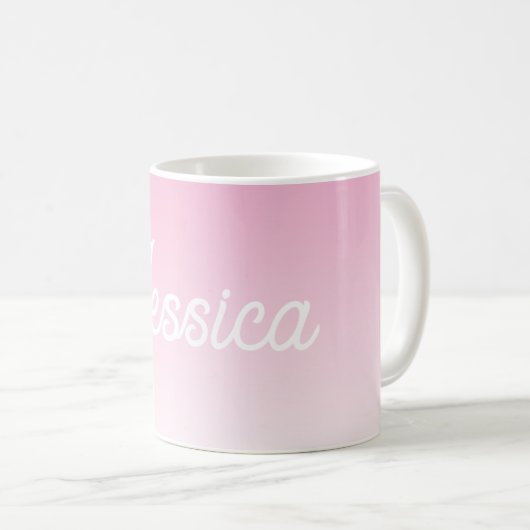 (Editable) Light Pink Color Ombre & Your Text Kaffeetasse (VorderseiteRechts)