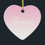 (Editable) Light Pink Color Ombre & Your Text Keramik Ornament<br><div class="desc">Any name or word in a retro-modern calligraphy.</div>