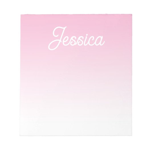 (Editable) Light Pink Color Ombre & Your Text Notizblock (Vorderseite)