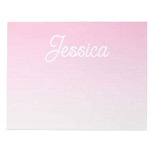 (Editable) Light Pink Color Ombre & Your Text Notizblock (Vorderseite)