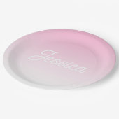 (Editable) Light Pink Color Ombre & Your Text Pappteller (Schrägansicht)