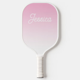(Editable) Light Pink Color Ombre & Your Text Pickleball Schläger