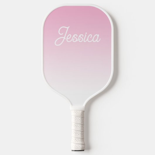 (Editable) Light Pink Color Ombre & Your Text Pickleball Schläger (Vorderseite)