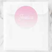 (Editable) Light Pink Color Ombre & Your Text Runder Aufkleber (Tasche)