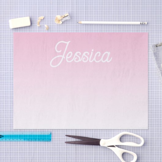 (Editable) Light Pink Color Ombre & Your Text Seidenpapier (Handwerk)