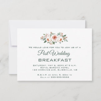 Editable Light Pink Roses Post Wedding Breakfast RSVP Karte