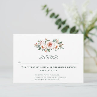 Editable Light Pink Roses Response Card RSVP Karte