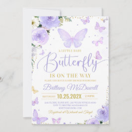 Editable Lila Butterfly Baby Dusche Einladung