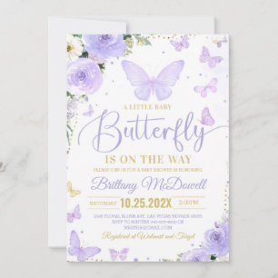 Editable Lila Butterfly Baby Dusche Einladung