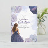 Editable Lila Watercolor Quinceañera Einladung (Stehend Vorderseite)