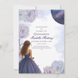 Editable Lila Watercolor Quinceañera Einladung