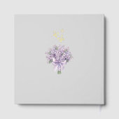 Editable Lilac Floral and Gold Wedding Guestbook Gästebuch (Rückseite)