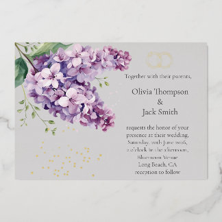 Editable Lilac Floral Invitation, Floral and Gold Folieneinladung