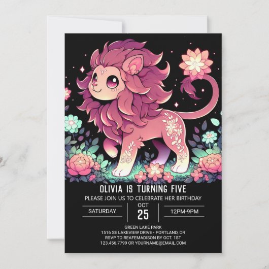 Editable Lion Digital Birthday Einladung (Vorderseite)