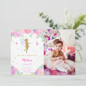 Editable Little Fairy Birthday Party Foto Einladung (Stehend Vorderseite)