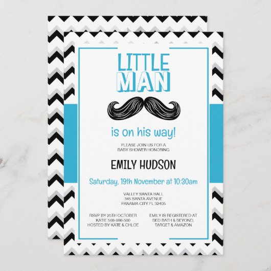 Editable Little Man Einladung (Vorne/Hinten)