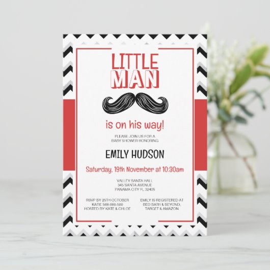 Editable Little Man Einladung (Stehend Vorderseite)