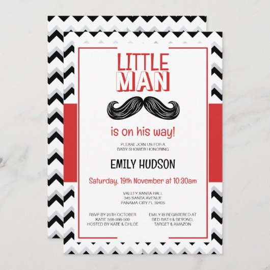 Editable Little Man Einladung (Vorne/Hinten)