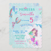 Editable Little Mermaid Birthday Einladung (Vorne/Hinten)