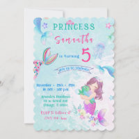 Editable Little Mermaid Birthday