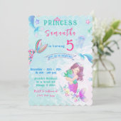 Editable Little Mermaid Birthday Einladung (Stehend Vorderseite)