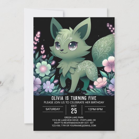 Editable Little Wolf Digital Geburtstag Einladung (Vorderseite)